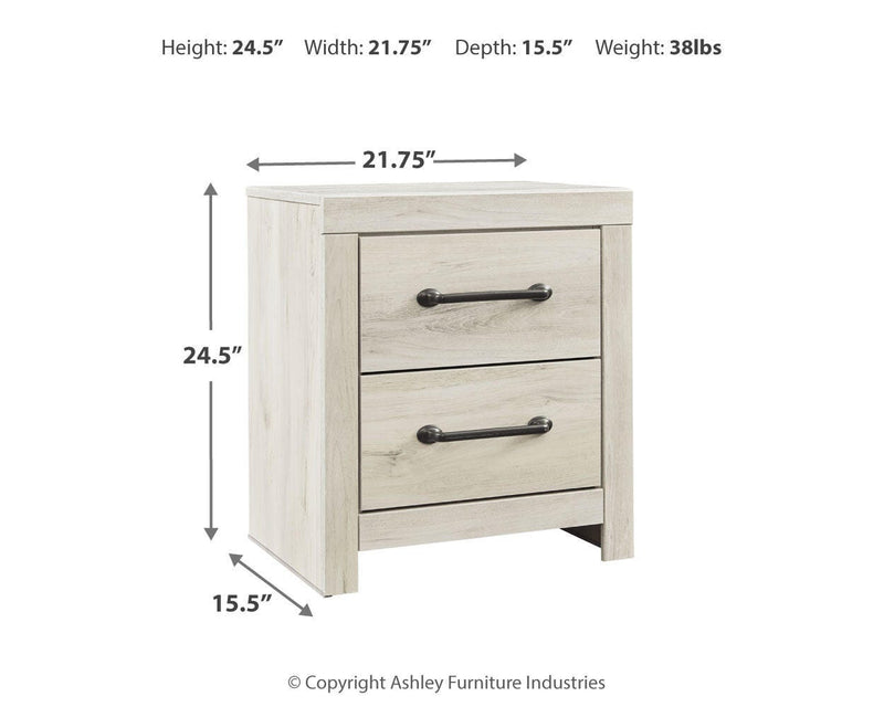 Cambeck Queen Panel Bed with 2 Storage Drawers with Mirrored Dresser and Nightstand
