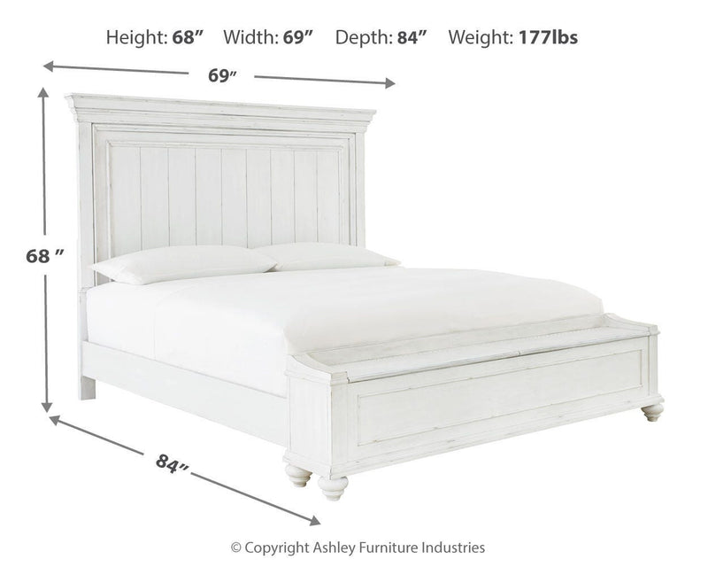 Kanwyn Queen Panel Bed with Storage with Mirrored Dresser, Chest and Nightstand