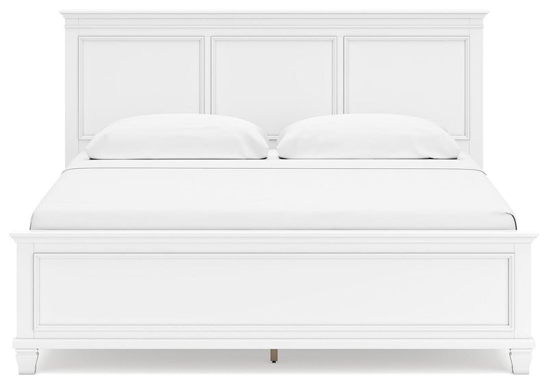 Fortman King Panel Bed with Mirrored Dresser and Nightstand