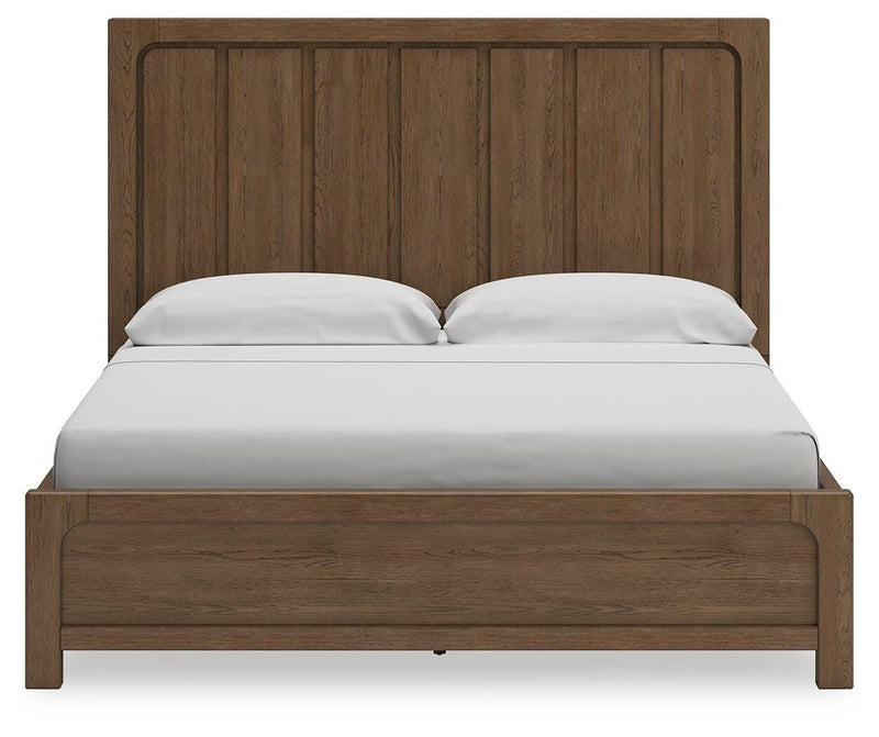 Cabalynn California King Panel Bed with Storage with Mirrored Dresser and Nightstand