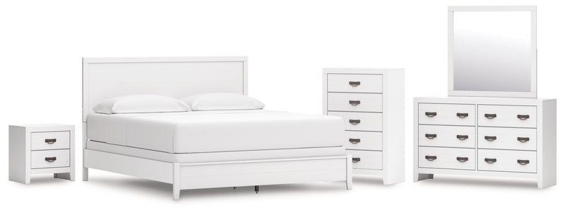Binterglen California King Panel Bed, Dresser, Mirror, Chest and Nightstand