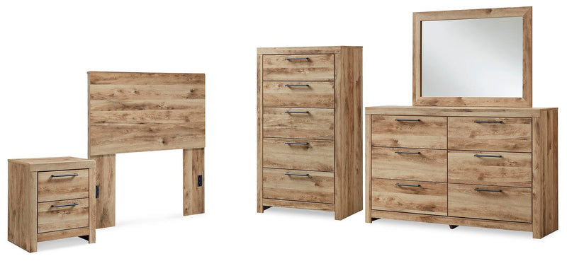 Hyanna Twin Panel Headboard, Dresser, Mirror, Chest and Nightstand