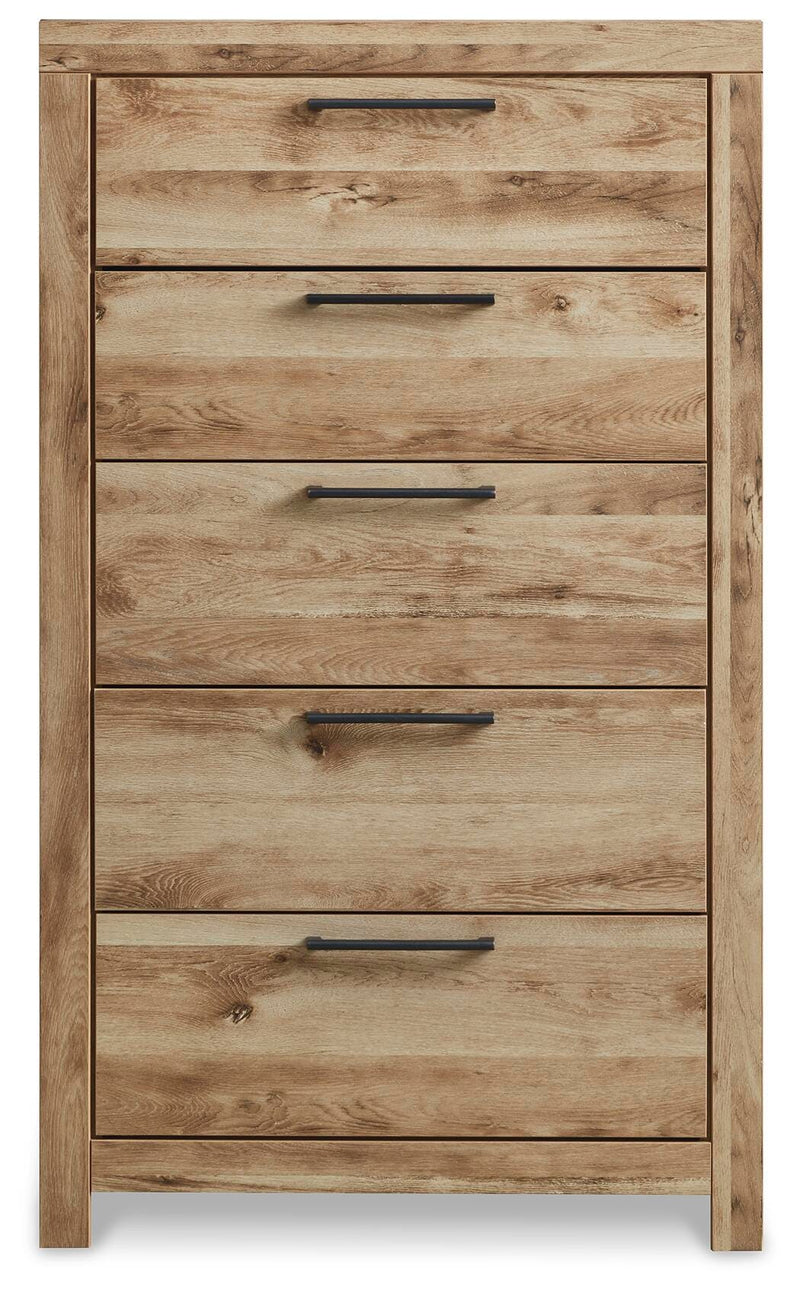 Hyanna King Panel Storage Bed, Dresser, Mirror, Chest and Nightstand