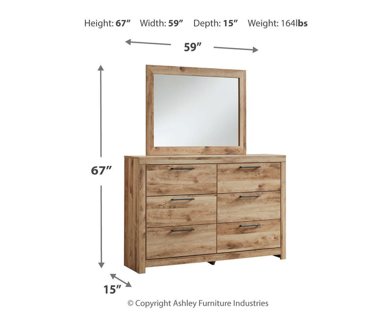 Hyanna Queen Panel Bed with 2 Side Storage, Dresser and Mirror