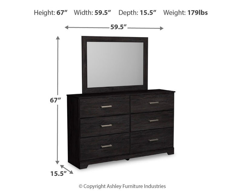 Belachime Twin Panel Bed with Mirrored Dresser