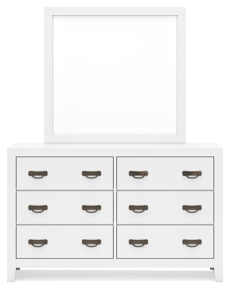 Binterglen Queen Panel Bed with Mirrored Dresser and Nightstand