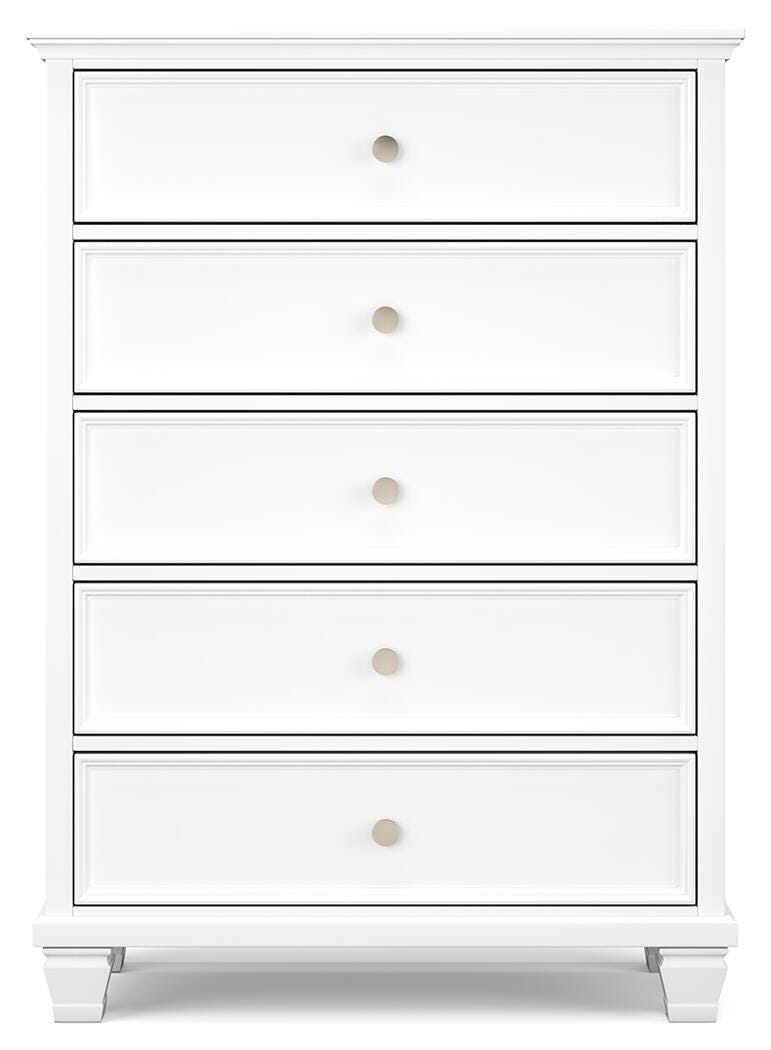 Fortman King Panel Bed with Mirrored Dresser, Chest and Nightstand