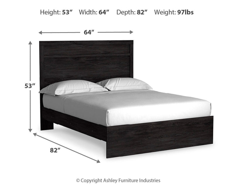 Belachime Queen Panel Bed with Mirrored Dresser
