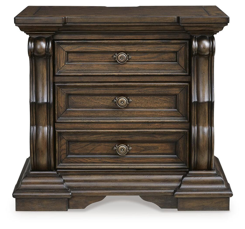 Maylee King Upholstered Bed, Dresser, Mirror, Chest and Nightstand