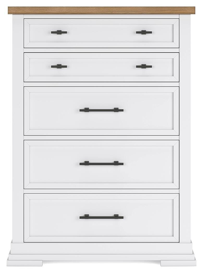 Ashbryn California King Panel Storage Bed, Dresser, Mirror, Chest and Nightstand