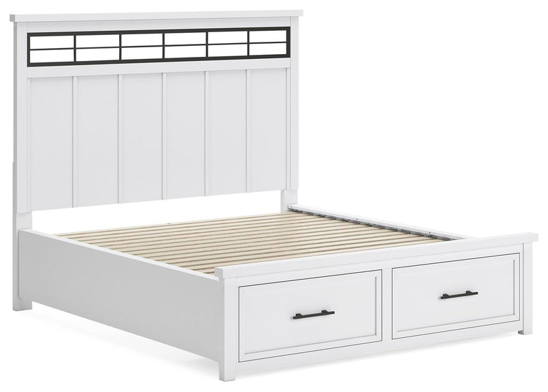 Ashbryn California King Panel Storage Bed, Dresser, Mirror, Chest and Nightstand