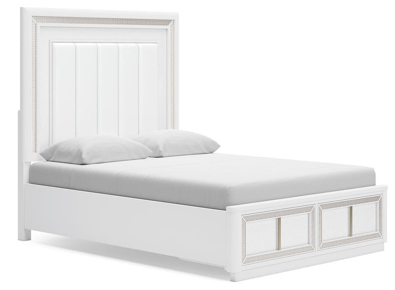 Chalanna Queen Upholstered Storage Bed, Dresser, Mirror, Chest and Nightstand