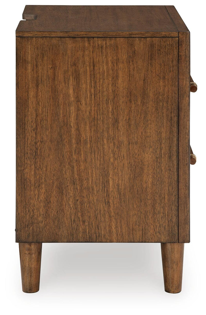 Lyncott Queen Upholstered Panel Bed, Dresser, Mirror, Chest and Nightstand