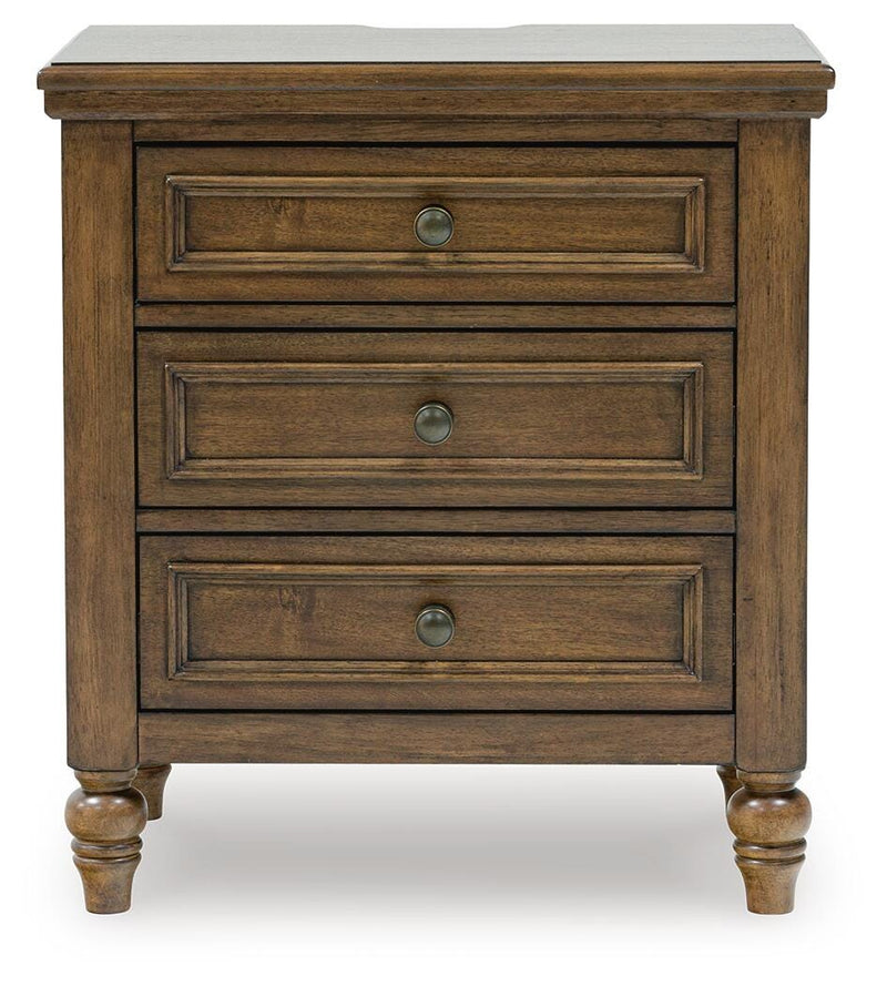Sturlayne King Upholstered Panel Bed, Dresser, Mirror and Nightstand