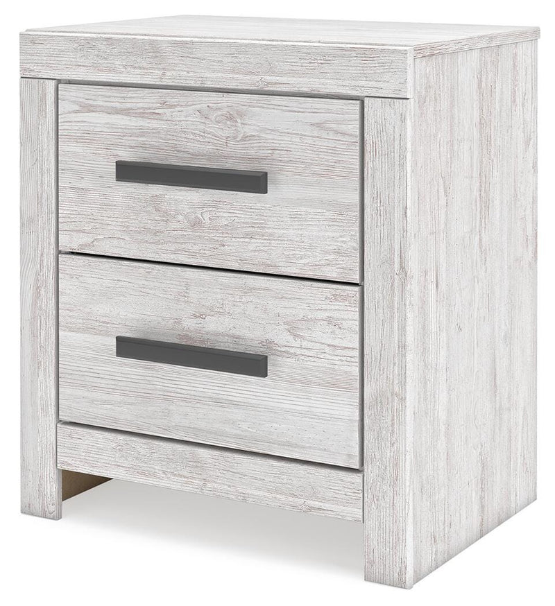 Cayboni King Panel Bed with Mirrored Dresser and Nightstand
