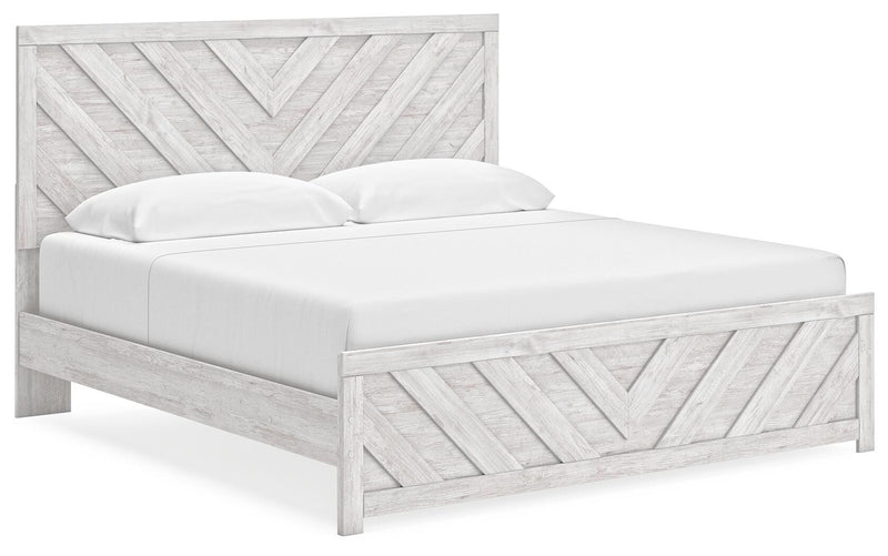Cayboni King Panel Bed, Dresser, Mirror, Chest and Nightstand