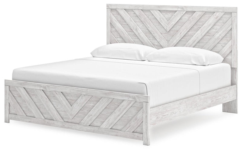 Cayboni King Panel Bed, Dresser, Mirror, Chest and Nightstand