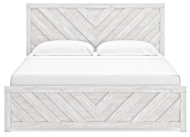 Cayboni King Panel Bed with Mirrored Dresser