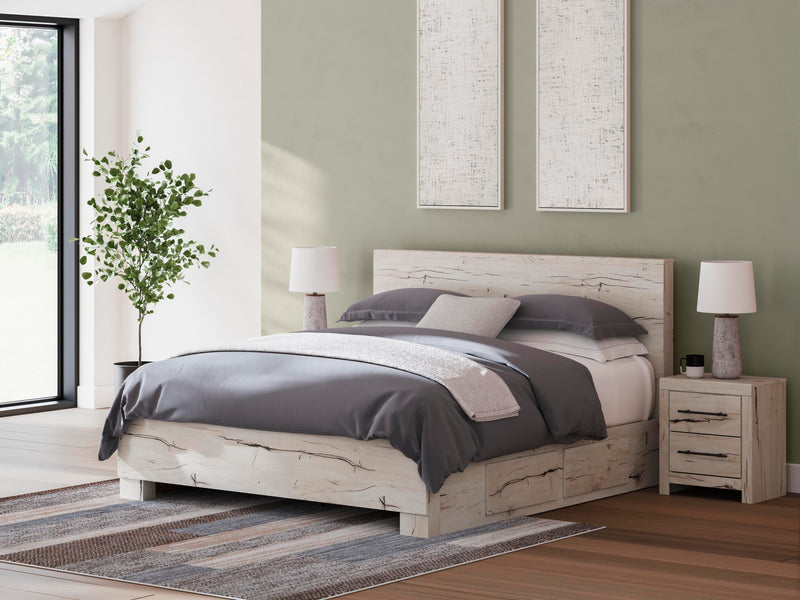 Lawroy King Panel Bed with Storage, Dresser, Mirror, Chest and Nightstand