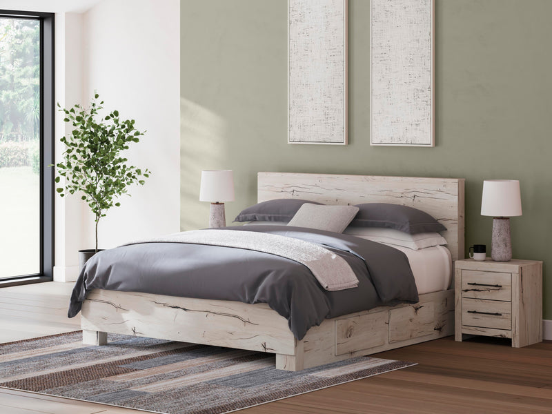 Lawroy King Panel Bed with Storage, Dresser, Mirror and Nightstand