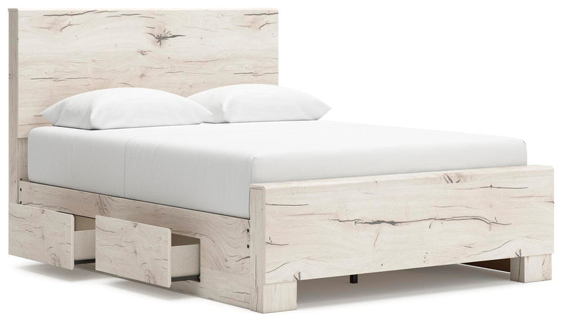 Lawroy Queen Panel Bed with Storage, Dresser, Mirror and Nightstand