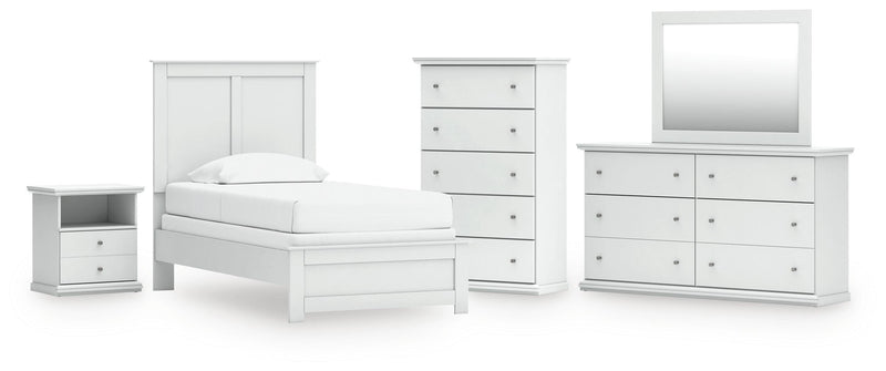 Bostwick Shoals Twin Panel Bed, Dresser, Mirror, Chest and Nightstand