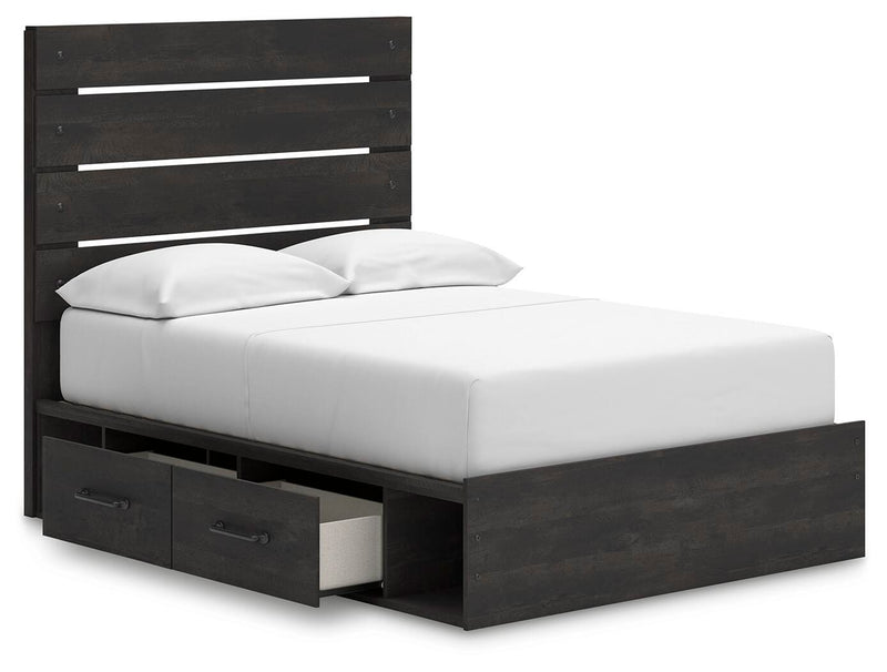 Hollivern Full Panel Bed with Storage, Dresser and Mirror
