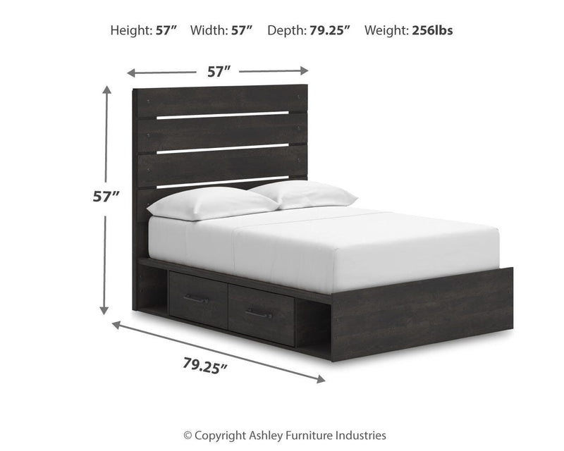 Hollivern Full Panel Bed with Storage, Dresser and Mirror