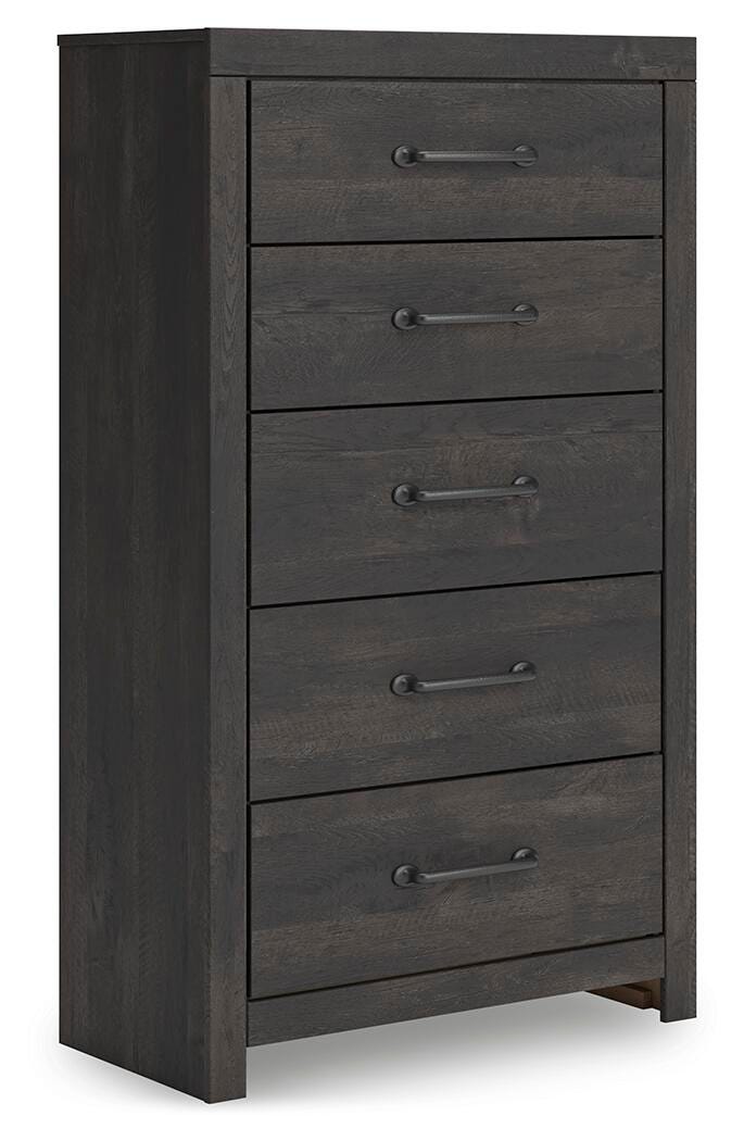 Hollivern Full Panel Storage Bed, Dresser, Mirror, Chest and Nightstand