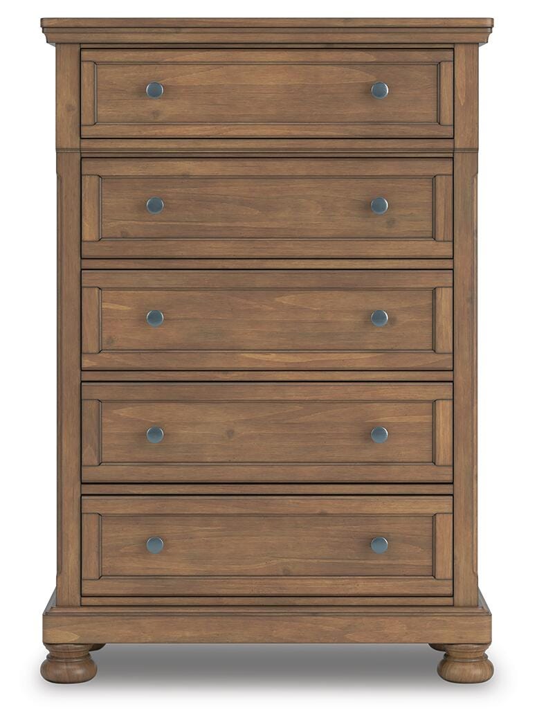 Feddinger Queen Storage Sleigh Bed with Mirrored Dresser, Chest and Nightstand