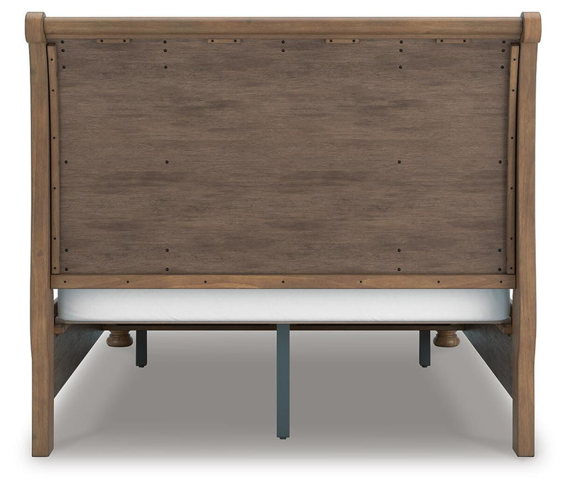 Feddinger Queen Storage Sleigh Bed with Mirrored Dresser, Chest and Nightstand