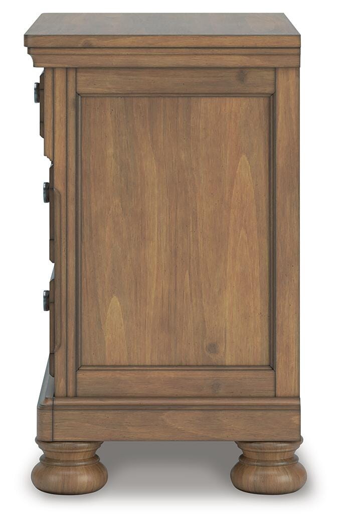 Feddinger Queen Storage Sleigh Bed with Mirrored Dresser, Chest and Nightstand