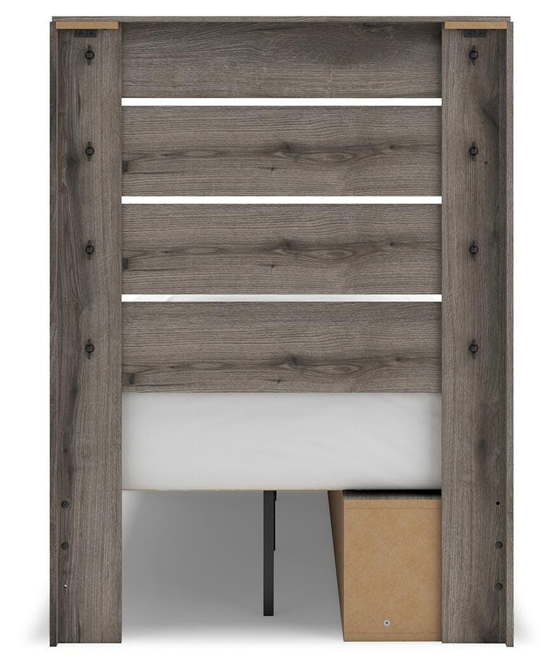 Graystorm Twin Panel Storage Bed, Dresser, Mirror, Chest and Nightstand