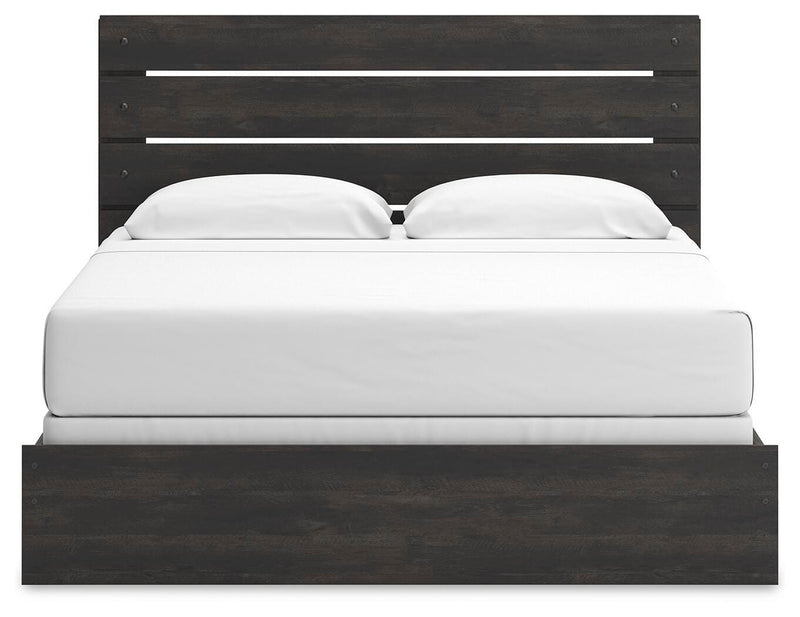 Hollivern King Panel Bed, Dresser, Mirror, Chest and Nightstand