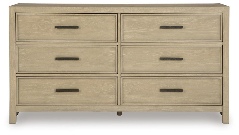 Calmoro King Bookcase Bed with Mirrored Dresser