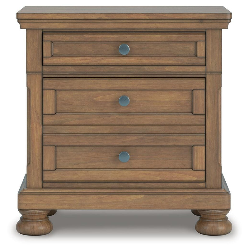 Feddinger King Storage Sleigh Bed with Mirrored Dresser and Nightstand