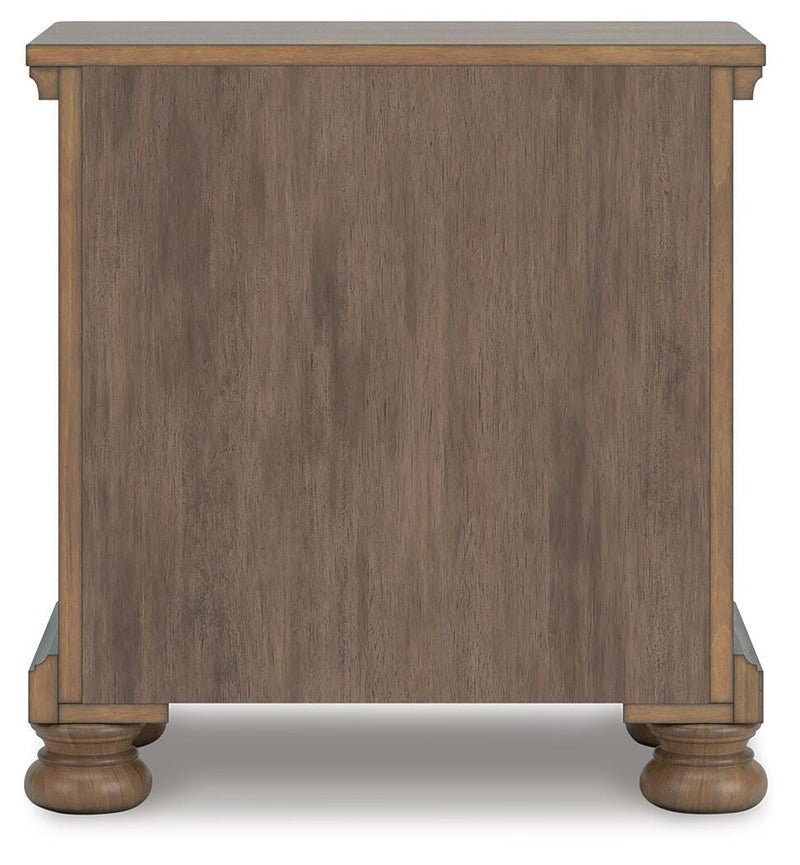 Feddinger King Storage Sleigh Bed with Mirrored Dresser and Nightstand