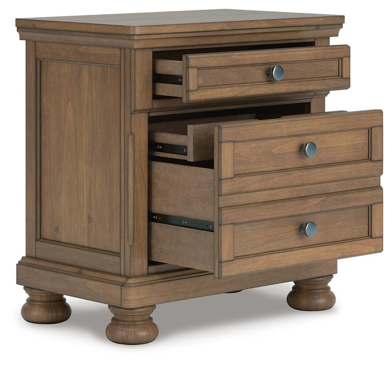 Feddinger King Storage Sleigh Bed with Mirrored Dresser and Nightstand
