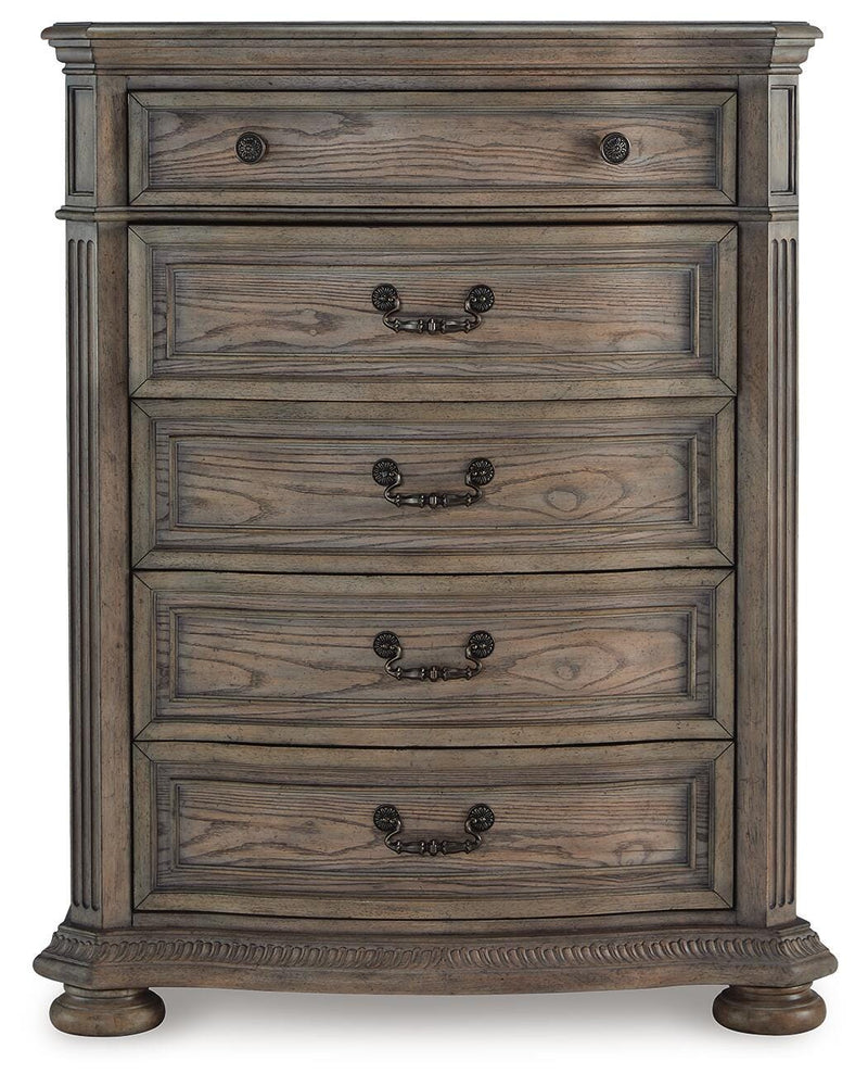 Ardenfield California King Upholstered Sleigh Bed, Dresser, Mirror, Chest and Nightstand