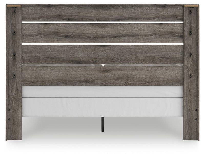 Graystorm King Panel Bed, Dresser, Mirror, Chest and Nightstand