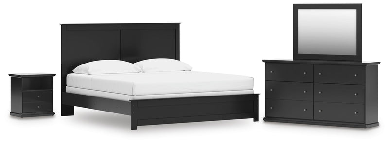 Maribel King Panel Bed, Dresser, Mirror and Nightstand