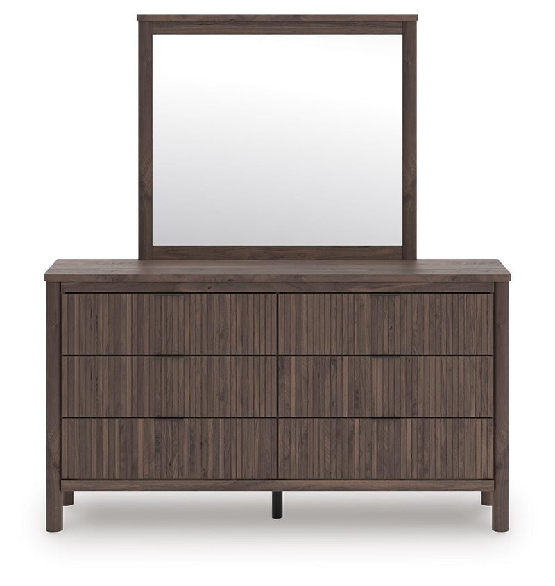 Pamytta King Upholstered Panel Platform Bed, Dresser, Mirror, Chest and Nightstand
