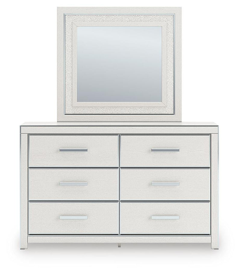 Zuraleus Queen Upholstered Panel Platform Storage Bed, Dresser and Mirror