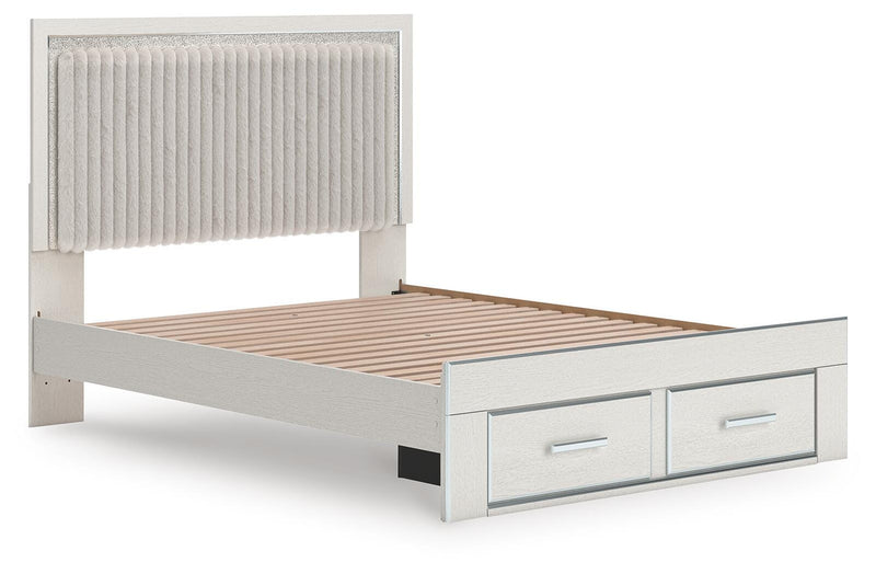 Zuraleus Queen Upholstered Panel Platform Storage Bed, Dresser and Mirror