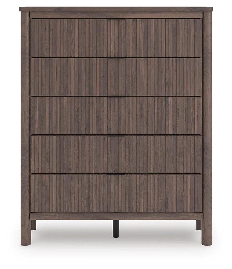 Pamytta Queen Upholstered Panel Platform Bed, Dresser, Mirror, Chest and Nightstand
