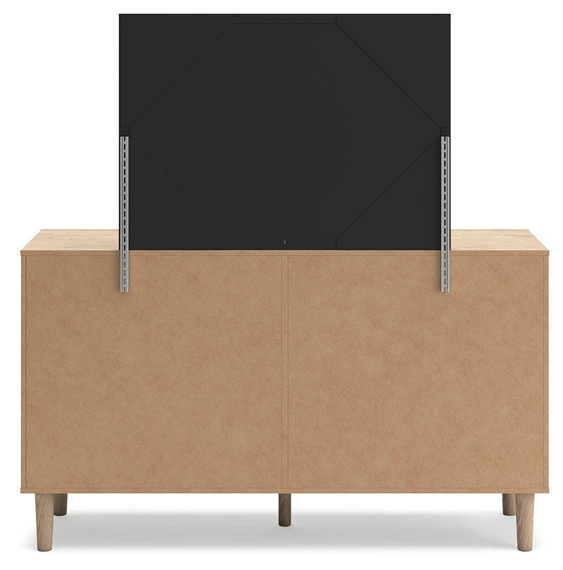 Cielden King Upholstered Bed with Roll Slats, Dresser, Mirror and Nightstand