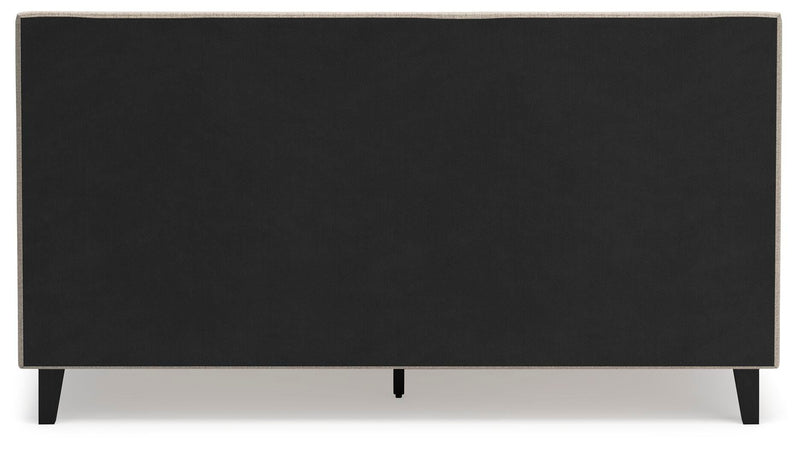 Cielden King Upholstered Bed with Roll Slats, Dresser, Mirror and Nightstand