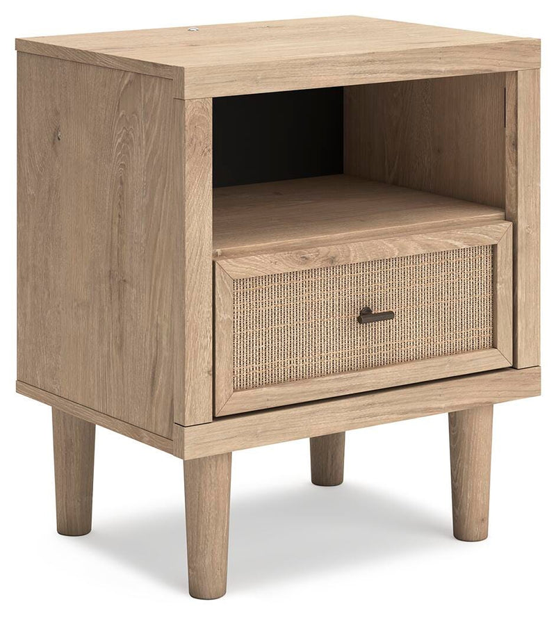 Cielden King Upholstered Bed with Roll Slats, Dresser, Mirror and Nightstand