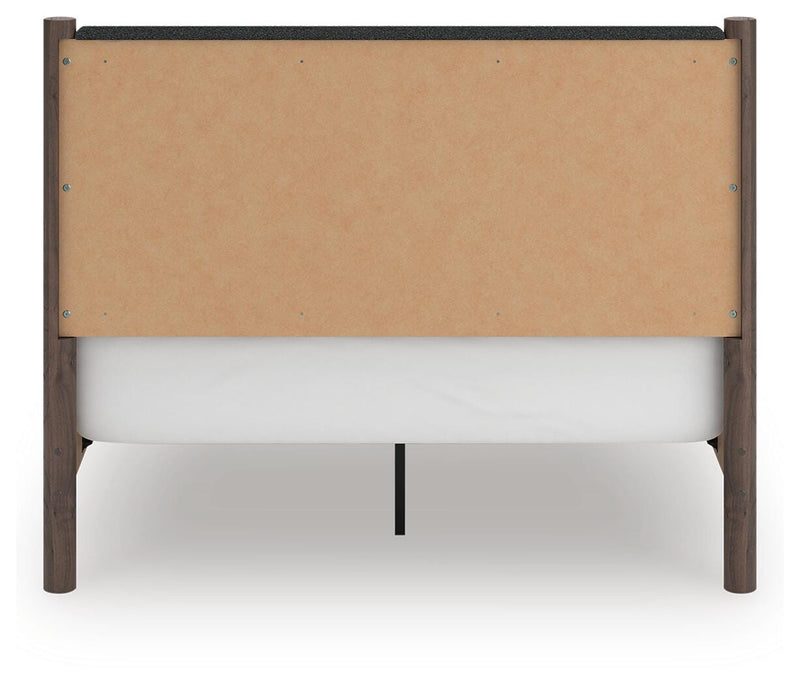 Pamytta Queen Upholstered Panel Bed, Dresser, Mirror and Nightstand