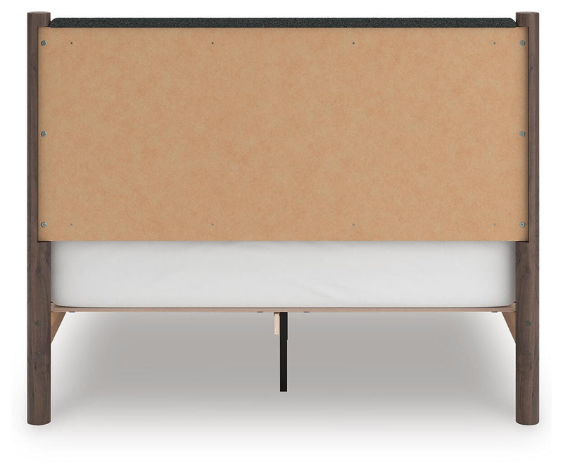 Pamytta Queen Upholstered Panel Platform Bed, Dresser, Mirror and Nightstand